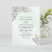 Invitation Mariage Code QR Eucalyptus Lavande Aquarelle (Debout devant)