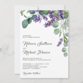 Invitation Mariage Code QR Eucalyptus Lavande Rustique (Devant)