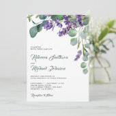 Invitation Mariage Code QR Eucalyptus Lavande Rustique (Debout devant)