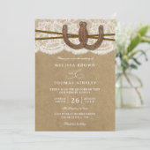 Invitation Mariage Code QR Fer à Cheval Rustique sur Kraft et (Debout devant)