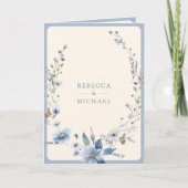 Invitation Mariage Code QR Fleur de Boho Bleu Poussiéreux (Devant)