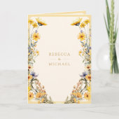Invitation Mariage Code QR Fleur Sauvage Bohème Jaune (Devant)