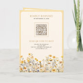 Invitation Mariage Code QR Fleur Sauvage Bohème Jaune (Dos)