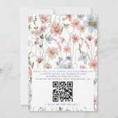 Invitation Mariage Code QR Fleur Sauvage Rose Pâle Bleu Pouss (Dos)