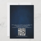Invitation Mariage Code QR Fleurs Rouge Bourgogne Bleu Marine (Dos)