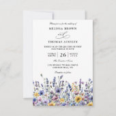 Invitation Mariage Code QR Fleurs Sauvages Élégant Moderne Bu (Devant)