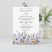 Invitation Mariage Code QR Fleurs Sauvages Élégant Moderne Bu (Debout devant)