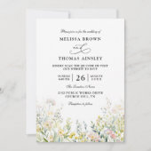 Invitation Mariage Code QR Fleurs Sauvages Élégant Moderne Bu (Devant)