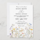 Invitation Mariage Code QR Fleurs Sauvages Élégant Moderne Bu (Devant)