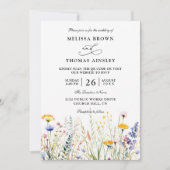Invitation Mariage Code QR Fleurs Sauvages Élégant Moderne Bu (Devant)