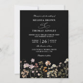 Invitation Mariage Code QR Fleurs Sauvages Élégant Moderne Bu (Devant)