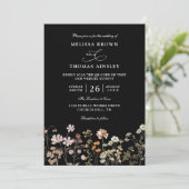 Invitation Mariage Code QR Fleurs Sauvages Élégant Moderne Bu (Debout devant)