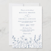 Invitation Mariage Code QR Fleurs Sauvages Pervenche Minimali (Devant)