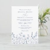 Invitation Mariage Code QR Fleurs Sauvages Pervenche Minimali (Debout devant)