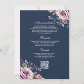 Invitation Mariage Code QR Fleurs Violet Poussiéreux Rustique (Dos)