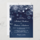 Invitation Mariage Code QR Flocons de Neige Merveilleux Hiver (Devant)