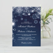 Invitation Mariage Code QR Flocons de Neige Merveilleux Hiver (Debout devant)