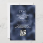 Invitation Mariage Code QR Floral Argent Bordeaux Bleu Marine (Dos)