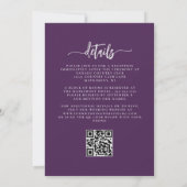 Invitation Mariage Code QR Floral Argent Lilas Pourpre (Dos)