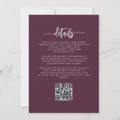 Invitation Mariage Code QR Floral Argent Mauve (Dos)
