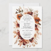 Invitation Mariage Code QR Floral Automne Bourgogne Orange (Devant)