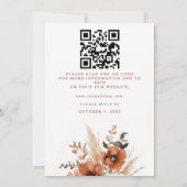 Invitation Mariage Code QR Floral Automne Bourgogne Orange (Dos)