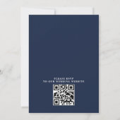 Invitation Mariage Code QR Floral Bleu Marine et Argent (Dos)
