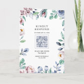 Invitation Mariage Code QR Floral Bleu Pervenche Poussiéreux (Dos)