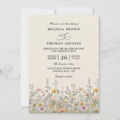 Invitation Mariage code QR floral bohème aquarelle fleurs sau (Devant)