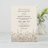 Invitation Mariage code QR floral bohème aquarelle fleurs sau (Debout devant)