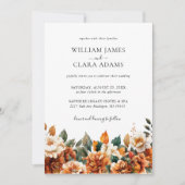 Invitation Mariage Code QR Floral Bohème Aquarelle Terracotta (Devant)