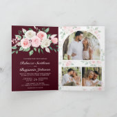 Invitation Mariage Code QR Floral Bordeaux Rose Clair (Intérieur)