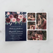 Invitation Mariage code QR floral bordeaux rose poussiéreux (Intérieur)