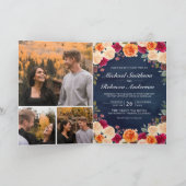 Invitation Mariage Code QR Floral Bourgogne Orange Brûlé Navy (Intérieur)