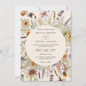 Invitation Mariage Code QR Floral de Fleur Sauvage Bohème Min (Devant)