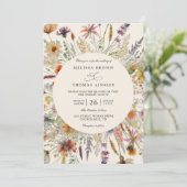 Invitation Mariage Code QR Floral de Fleur Sauvage Bohème Min (Debout devant)