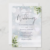 Invitation Mariage Code QR Floral de Verdure d'Hiver (Devant)