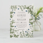 Invitation Mariage Code QR Floral Élégant Rustique Verdure (Debout devant)