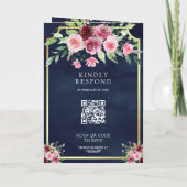 Invitation Mariage Code QR Floral Esperluette Rose Marsala Na (Dos)