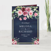 Invitation Mariage Code QR Floral Esperluette Rose Marsala Na (Devant)