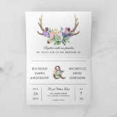 Invitation Mariage Code QR Floral Fleur de Boho Cerf (Intérieur)