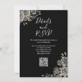 Invitation Mariage Code QR Floral Gothique Noir Et Blanc (Dos)