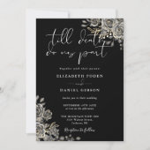 Invitation Mariage Code QR Floral Gothique Noir et Blanc (Devant)