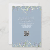 Invitation Mariage Code QR Floral Greenery Lilas Bleu Poussié (Dos)