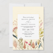Invitation Mariage code qr floral herbe boho aquarelle séchée (Devant)