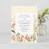 Invitation Mariage code qr floral herbe boho aquarelle séchée (Debout devant)