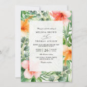 Invitation Mariage Code QR Floral Hibiscus Tropical Paradis (Devant)