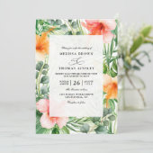 Invitation Mariage Code QR Floral Hibiscus Tropical Paradis (Debout devant)