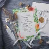 Invitation Mariage Code QR Floral Hibiscus Tropical Paradis