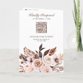 Invitation Mariage Code QR Floral Ivoire Rustique (Dos)